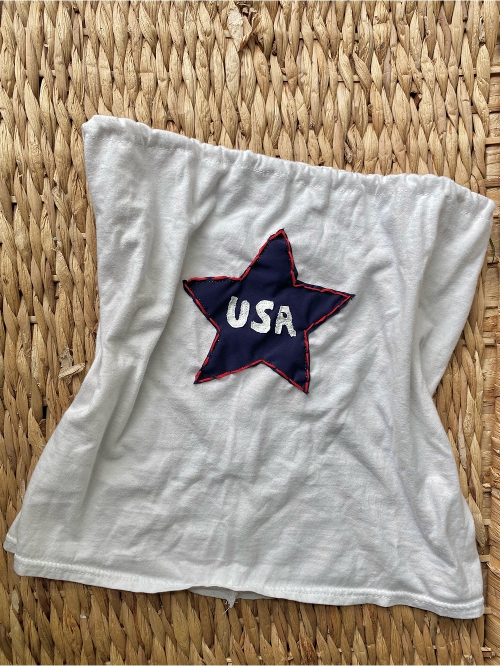 white patchwork star navy embroidered America USA tube top